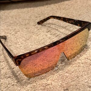 Quay Australia Tortoise Shield Sunglasses with Pink-Orange Mirrored Lens